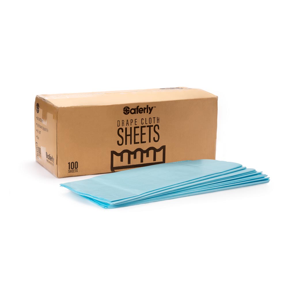 Saferly Cloth Drape Sheets — 40" x 60" — Case of 500, Blue