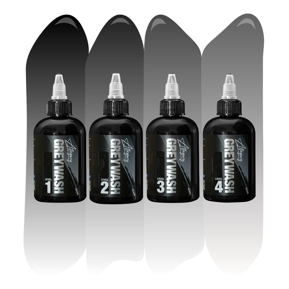 Greywash Set of 4 — Allegory Premium Tattoo Ink — 2oz bottles